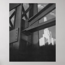 Vintage Steel Construction Skyscraper Poster
