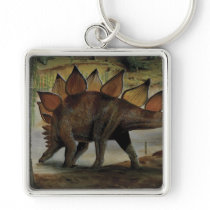 Vintage Stegosaurus Dinosaur, a Tail with Spikes Keychain