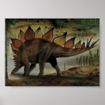 Vintage Stegosaurus Dinosaur, a Tail with Spikes Poster