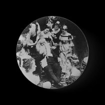Vintage Stereoview - Santa and the Ladies buttons