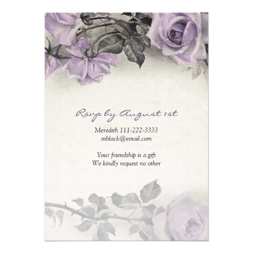 Vintage Sterling Silver Purple Rose 90th Birthday Invitation