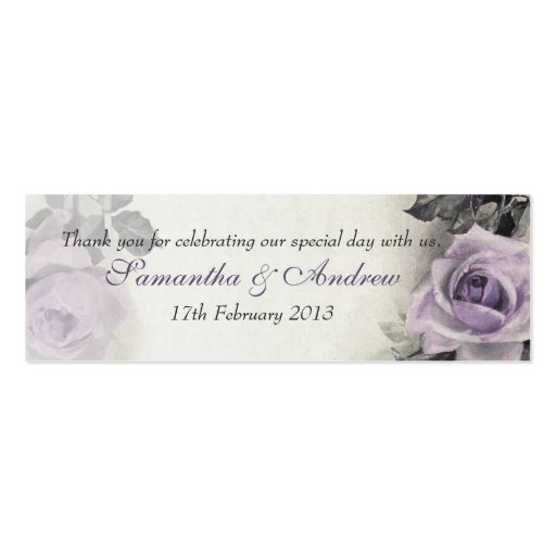 Vintage Sterling Silver Rose Wedding Favour Tags Business Card (front side)