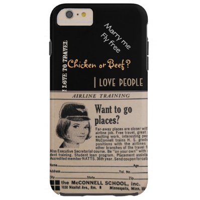 Vintage Stewardess Airline Flight Attendant Tough iPhone 6 Plus Case