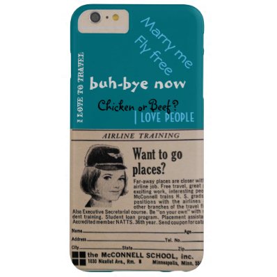Vintage Stewardess Airline Flight Attendant turquo Barely There iPhone 6 Plus Case
