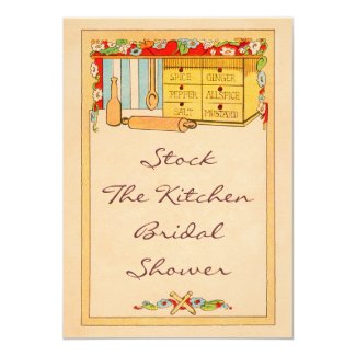 Vintage Stock The Kitchen Spice Box Bridal Shower 5x7 Paper Invitation Card