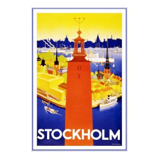 Vintage Stockholm Travel Poster print