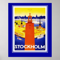 Vintage Stockholm Travel Poster Large Size