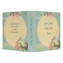 Vintage Stork with Baby Binder