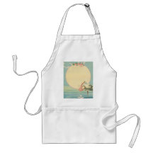 Vintage Stork with Baby Girl in Pink Blanket Apron