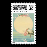 Vintage Stork with Baby