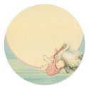 Vintage Stork with Baby stickers by YesterdayCafe Vintage Stork with Baby stickers