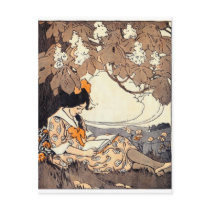 Vintage Storybook Girl Under Tree Post Cards