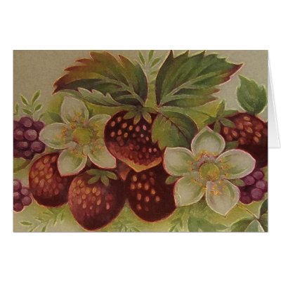 Vintage Strawberries Greeting Card