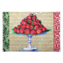 Vintage Strawberries Collage kitchen placemat