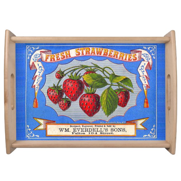 Vintage Strawberries Label Service Trays