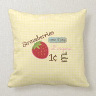 Vintage Strawberry Design Pillow