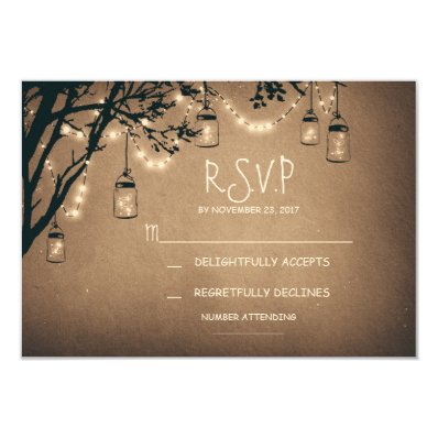 vintage string lights and mason jars RSVP Invites