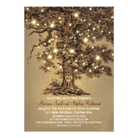 Vintage String Lights Tree Rustic Wedding Invites Custom Invites