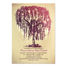 Vintage String Lights Tree Rustic Wedding Invites 5