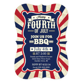 Vintage Stripe 4th of July Party 5x7 Paper Invitation Card