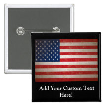 Vintage Style American Flag Patriotic Design Buttons