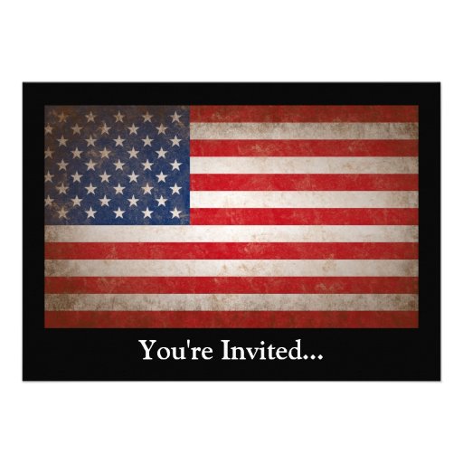 Vintage Style American Flag Patriotic Design Personalized Announcement (front side)