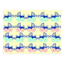 Vintage Style Baby Buggy Pattern Postcards PC