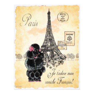 Vintage Style on Vintage Style Black Poodle Eiffel Tower Print Personalized Flyer From