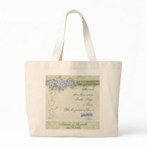 Vintage Style Blue Hydrangea Floral Swirl Damask Canvas Bags