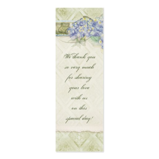 Vintage Style Blue Hydrangea Floral Swirl Damask Business Card (back side)