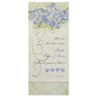 Vintage Style Blue Hydrangea - Menu Card invitation