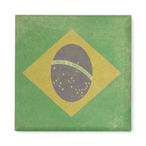Vintage style Brazilian Flag  Magnet magnets