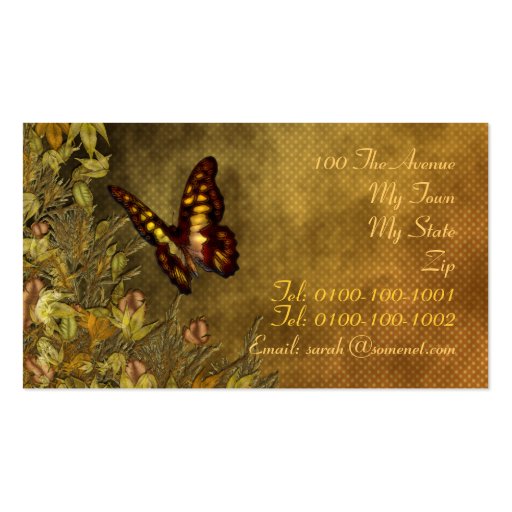 Vintage Style Butterfly Illustration Business Card (back side)