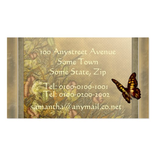 Vintage Style Butterfly Illustration Profile Card Business Card Templates (back side)
