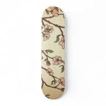 vintage style cherry blossom art skate board deck