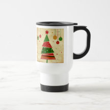 Vintage Style Christmas Tree Holiday Travel Mug