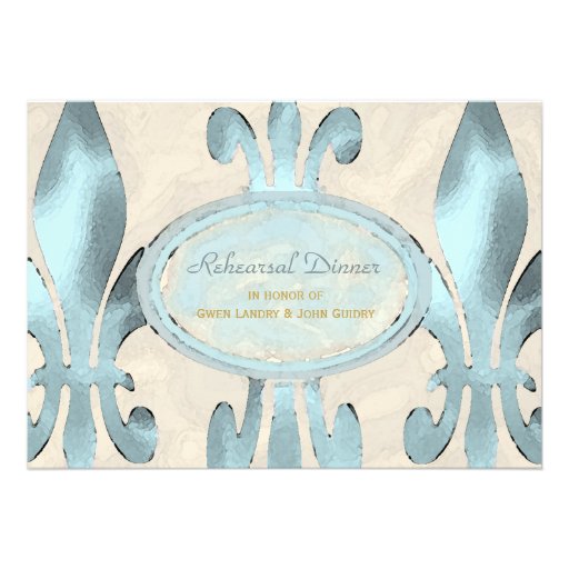 Vintage Style Fleur de Lis Rehearsal Dinner Card