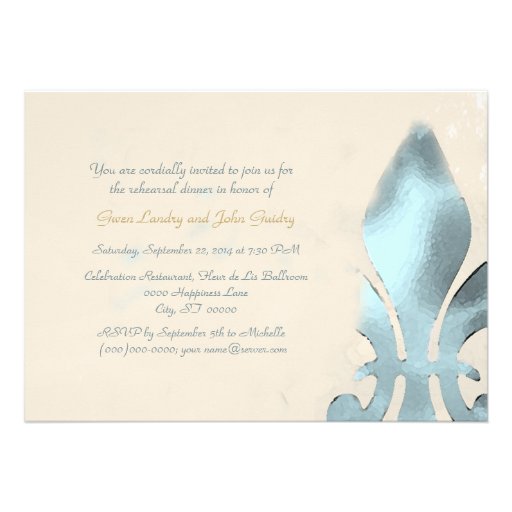 Vintage Style Fleur de Lis Rehearsal Dinner Card