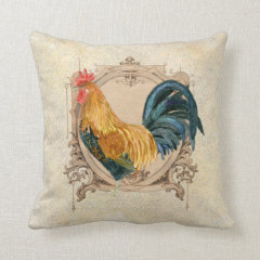 Vintage Style French Country Rustic Barn Rooster Pillow