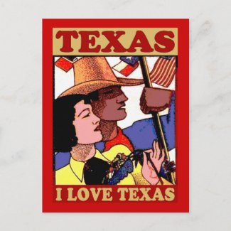 Vintage Style I Love Texas postcard