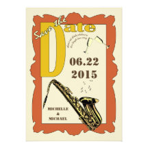 Vintage Style Jazz Save the Date Custom Invites