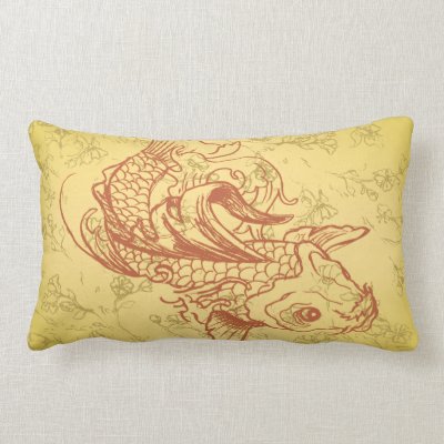 vintage style koi vector illustration pillow Mojo_throwpillow