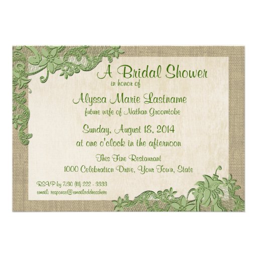 Vintage Style Lace Design Bridal Shower Personalized Invitations