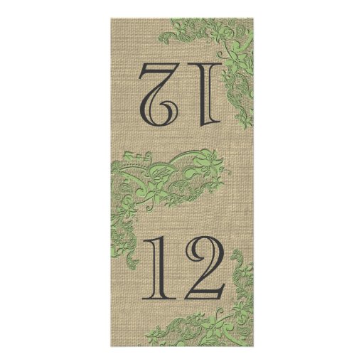 Vintage Style Lace Design Green Table Number Personalized Announcement