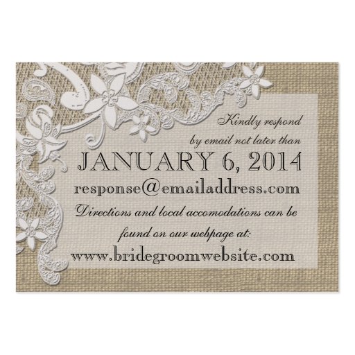 Vintage Style Lace Design Insert card Business Card (front side)