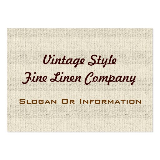 Vintage Style Linen Large Business Cards (front side)