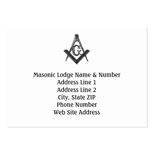 Vintage Style Masonic Lodge Business Card (front side)