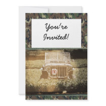 Vintage Style Military Jeep Invitation