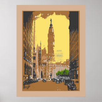 Vintage Style Philadelphia City Hall print