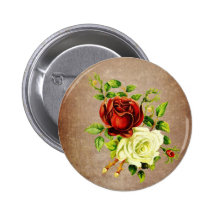 Vintage style red and yellow roses pins